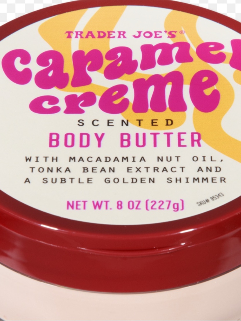 Trader Joe's Caramel Creme Body Butter — Pink and Gold Accents